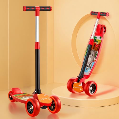 Lifelong Kick Scooter with Adjustable Height - Foldable - Skate for Kids with PVC Wheel - Max User weight-50 kg, Red & Black, 6 Months Manufacturer's 