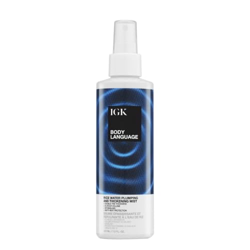 IGK Body Language Rice Water Plumping + Thickening Mist for Fine Hair, 5 Oz