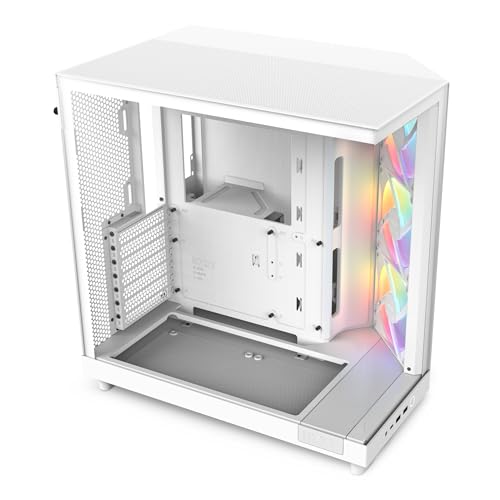 NZXT H6 Flow RGB - Kompaktes Dual-Kammer ATX PC-Gehäuse - Weiß