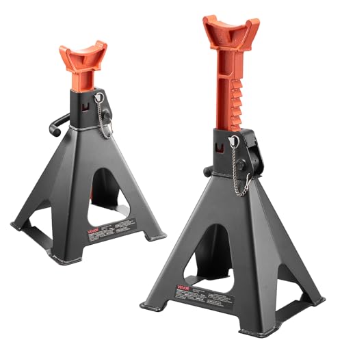 VEVOR Jack Stands, 6 Ton (13,000 lbs) Capacity Car Jack Stands Double Locking, 14.2-23 inch Adjustable Height, for lifting SUV, Pickup Truck, Car and UTV/ATV, Red, 1 Pair