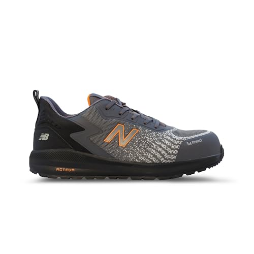 New Balance Composite Toe Safety Shoe for Men Speedware - Slip Resistant, Puncture Resistant, Electrical Hazard, Grey/Orange, 10.5 Medium