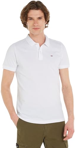 🔥 SELTEN SO GÜNSTIG (-65%) Tommy Jeans Herren Poloshirt Kurzarm Slim Fit, Weiß (White), 5XL
