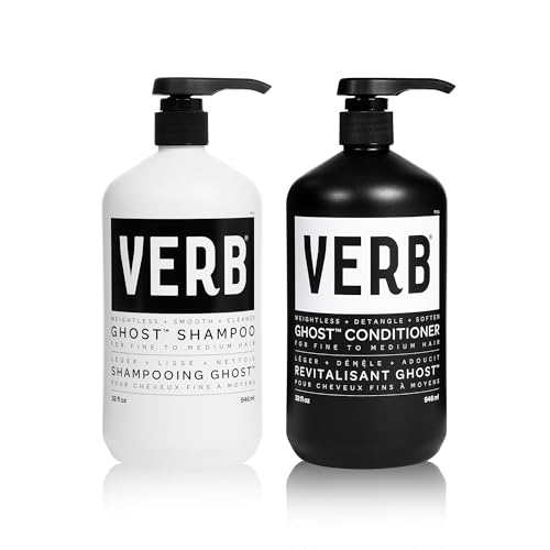 VERB Ghost Shampoo & Conditioner Duo Set, 32 fl oz, Infused with Moringa Oil -Cleanses + Moisturizes Fine and Weighed Down Hair - Vegan, No Parabens or Harmful Sulfates