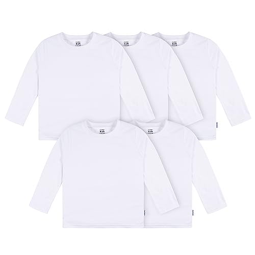 Gerber Baby Toddler 5-Pack Solid Long Sleeve T-Shirts Jersey 160 GSM, White, 12 Months