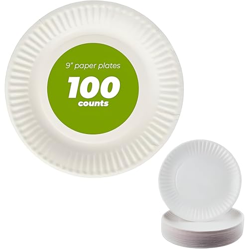Concession Essentials Paper Plate, 9" White Uncoated 100ct