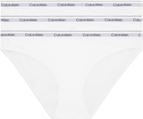 (-28%) Calvin Klein Damen 3er Pack Slips Bikini Form Baumwolle mit Stretch, Weiß (White/White/White), XL