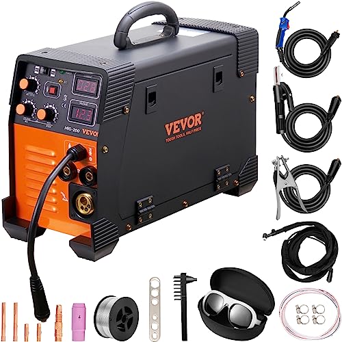 (-20%) VEVOR MIG/MMA/TIG 3 in 1 Schweißgerät 30–200A Fülldrahtschweißen(0,6 mm & 0,8 mm & 1 mm) IGBT-Technologie 2,2–12m/min Drahtgeschwindigkeit 200 A bei 60% Nennbetriebszyklus IP21S Schutzart