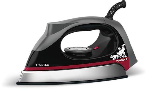 Havells Abs Tempter 1000 Watts Dry Iron Press With Greblon E2 Grade Non-Stick Coated Sole Plate Aerodynamic Design With Shock Proof Front 2 Year Warra