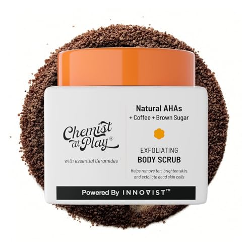 Exfoliating Body Scrub for Removing Tan & Dead Cells | Rough & Bumpy Texture, Tanned & Pigmented Areas | Smooth, Soft & Bright Care | Natural AHAs | C