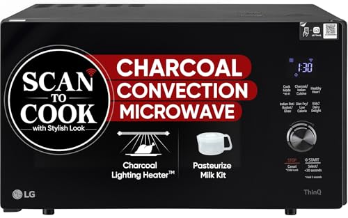 LG 28 L Wi-Fi Enabled Charcoal Convection Healthy Microwave Oven (MJEN286UFW, Black, Diet Fry) - 2023 Model