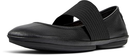 Camper Right Leather Ballerina Flats for Women - Ultra-Comfortable Women’s Shoes with Soft EVA Footbeds and Flexible Rubber Outsoles, Black 242-38 EU / 7.5 US
