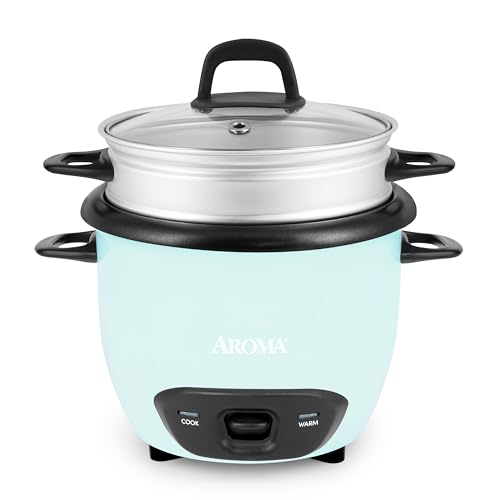 AROMA® 6-Cup (Cooked) / 1.5Qt. Rice & Grain Cooker (ARC-743-1NGBL), Light Blue