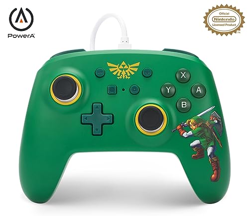 PowerA Kabelgebundener Controller für Nintendo Switch - Hyrule-Verteidiger, Gamepad, Spiele-Controller, kabelgebundener Controller, Offiziell Lizenziert