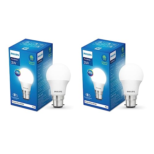 3-watt LED Bulb | AceSaver LED Bulb | Base: B22 Light Bulb for Home | Crystal White, Pack of 2