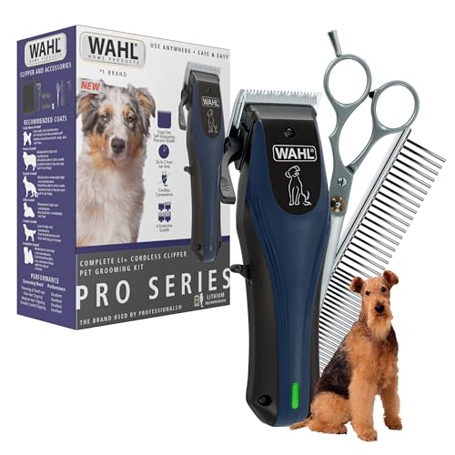 Wahl Power Pro Lithium Ion Rechargeable Cordless Dog Grooming Kit - Heavy Duty Cordless Electric Dog Clippers for Grooming The Thickest Coats - Model 3024675