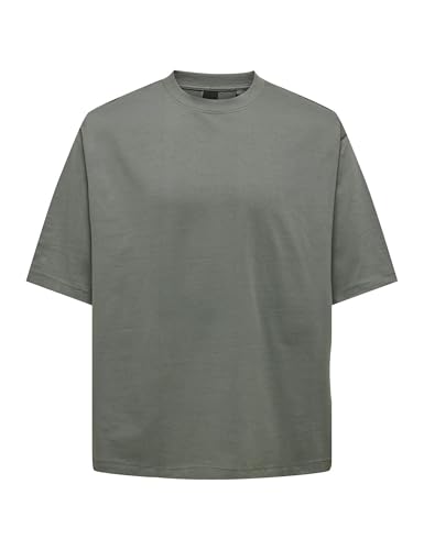 (-35%) ONLY & SONS Herren Rundhals T-Shirt ONSMILLENIUM - Relaxed Fit S M L XL XXL, Größe:XXL, Farbe:Castor Gray 22027787