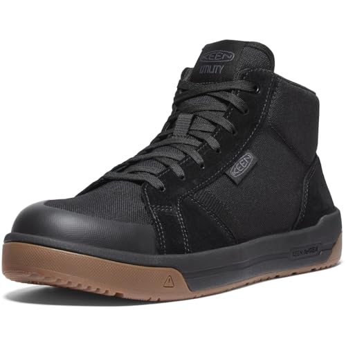 KEEN Utility Men's Kenton Mid Top Composite Toe Breathable Work Sneakers, Black/Gum, 7.5 Wide