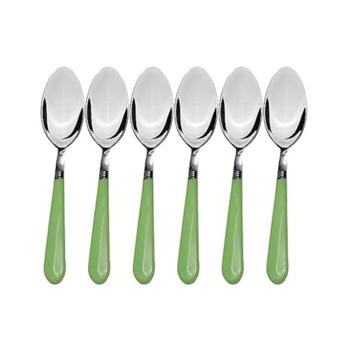 Bigplayer Scutlery Stainless Steel Dinner Spoons with Round Edge, Set of - 6 Pcs, Multicolor - 9 Cm