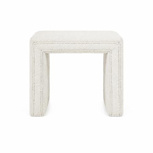 HomePop Modern Channel Tufted Ottoman Home Décor|Ottoman for Living Room & Bedroom - Cream Boucle