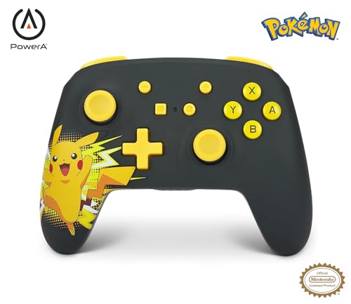 Manette sans fil PowerA pour Nintendo Switch, modèle OLED et Nintendo Switch Lite, accessoire de jeu, manette de jeu, manette Bluetooth, sous licence officielle - Pokemon: Pikachu Ecstatic [Nintendo Switch]