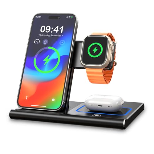 EXW Wireless Charging Station, 3 in 1 Charging Station for Apple Devices, Wireless...