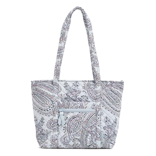 Vera Bradley Women's Cotton Small Vera Tote Bag, Soft Sky Paisley, One Size