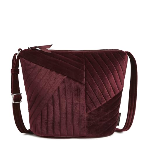 Vera Bradley Velvet Bucket Crossbody Purse, Raisin