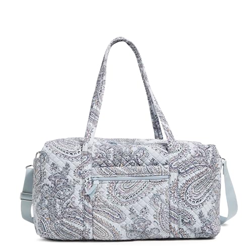 Vera Bradley Women's Cotton Large Travel Duffel Bag, Soft Sky Paisley, One Size