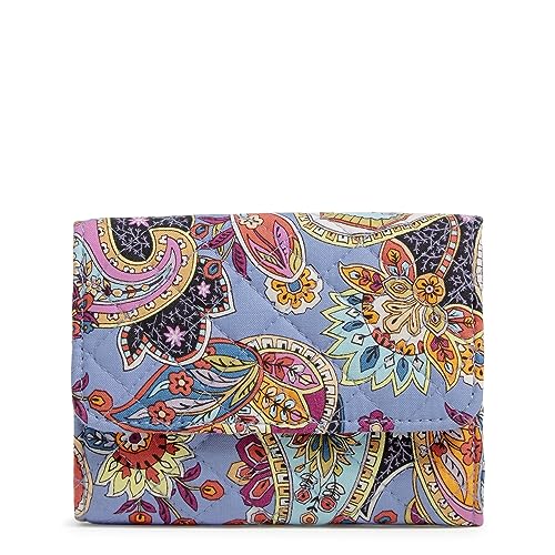 Vera Bradley Women's Cotton Riley Compact Wallet With Rfid Protection, Provence Paisley, One Size