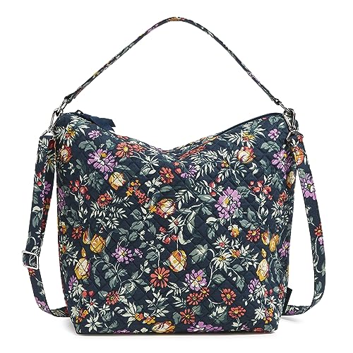 Vera Bradley Cotton Oversized Hobo Shoulder Bag, Fresh-Cut Floral Green