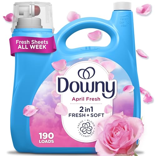 Downy Soft, 2 in 1 Soft and Fresh Liquid Fabric Softener, April Fresh, 140 fl oz, 190 Loads, Fabric Conditioner Liquid provides softness and freshness for fabrics