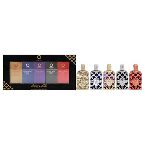 Orientica Luxury Collection Mini Perfume Gift Set for Men & Women, 5-Piece Discovery Set with Amber Rouge, Royal Amber, Oud Saffron, Velvet Gold & Royal Bleu, Unisex Fragrances for Every Occasion