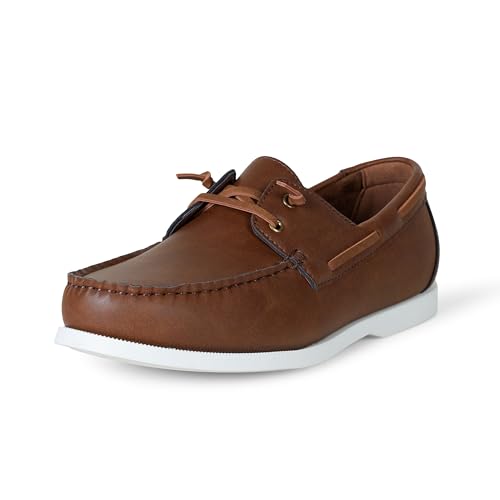 Amazon Essentials Men's Slip-On Boat Shoe with Ventilation, Brown, 9.5