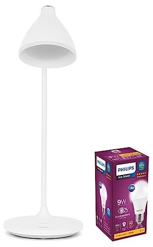PHILIPS Sky 5W Rechargeable Touch Controlled LED Table Lamp | Desk Lamp with Brightness Control 9-Watts E27 LED Warm White LED Bulb, Pack of 1, (Ace S