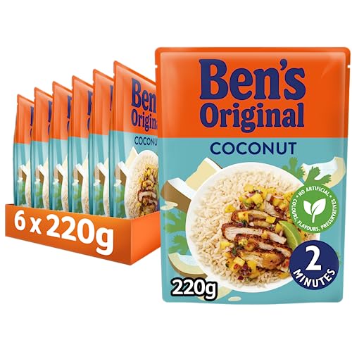 BEN'S ORIGINAL Coconut Microwave Rice, Bulk Multipack 6 x 220g pouches