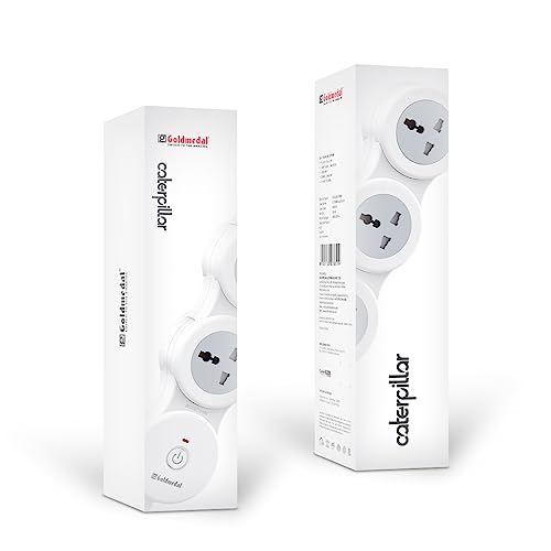 Goldmedal Caterpillar 3+1 Power Strip | 3 Universal Sockets | Master Switch with LED Indicator | Safety Shutter | 1.8-Meter Extension Cord | Extension