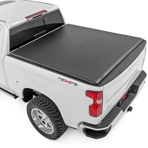 Rough Country Soft Roll-Up Truck Bed Cover for Chevy Silverado & GMC Sierra 1500 (2019-2026) - Fits 5'10 (69.9") Short Bed, Weather-Resistant Truck Tonneau Cover