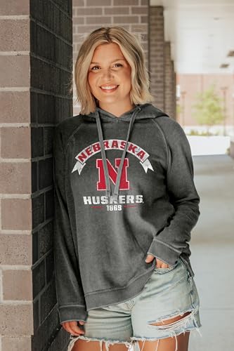 Blue 84 Nebraska Cornhuskers NCAA Officially Licensed Women's Hooded Sweatshirt Burnout Vintage Scholar, Large Team Color