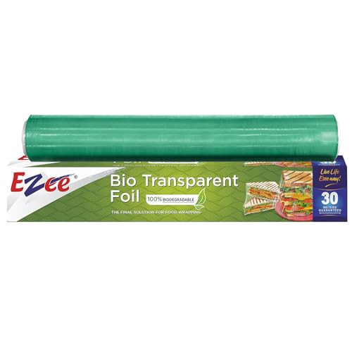 Ezee 30 Meters 12 inches BPA Free Cling Film | Non-Stick Food Wrap with Easy Slide Cutter | Tight Seal Plastic Wrap Keeps Food Fresh Longer | Microwav