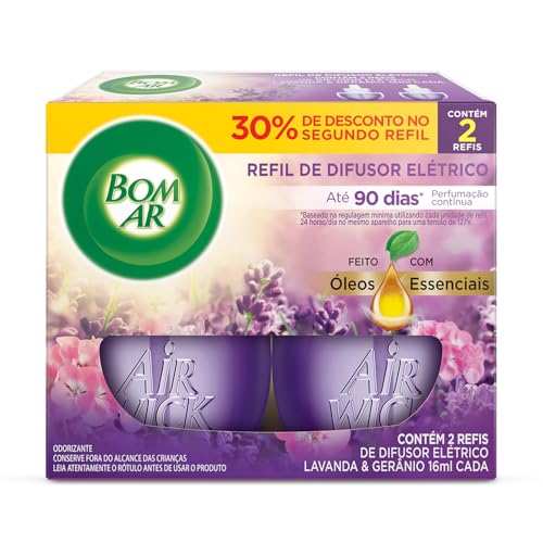 Bom Ar - Refil Difusor Elétrico Lavanda, embalagem promocional.