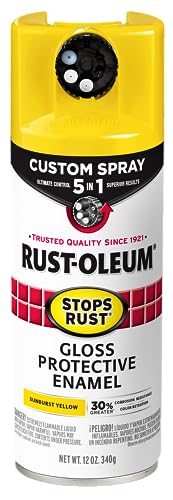 Rust-Oleum 376898 Stops Rust Custom Spray 5-in-1 Spray Paint, 12 oz, Gloss Sunburst Yellow