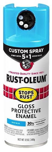 Rust-Oleum 376907 Stops Rust Custom Spray 5-in-1 Spray Paint, 12 oz, Gloss Maui Blue
