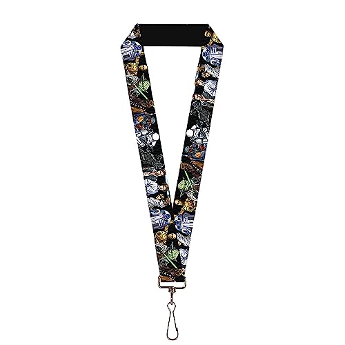 Star Wars Lanyard, Star Wars Classic Character Poses Black, Elastic