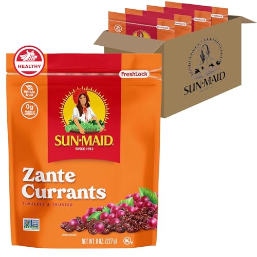 Sun-Maid California Sun-Dried Zante Currants - (4 Pack) 8 oz Resealable Bag - Dried Fruit Snack for Lunches and Snacks