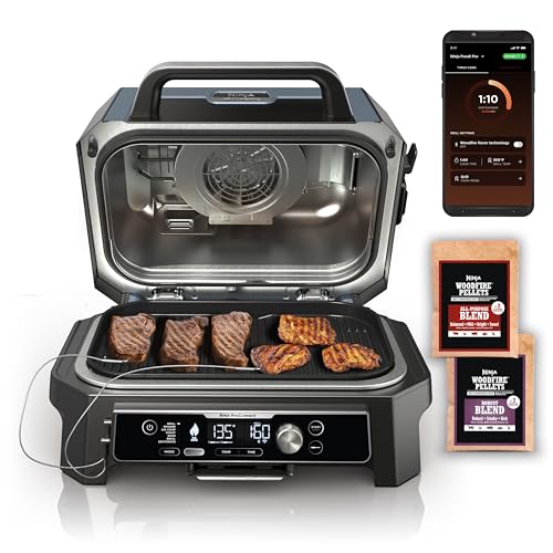 Ninja OG951 Woodfire Pro Connect Premium XL Outdoor Grill &amp; Smoker, Bluetooth, App Enabled, 7-in-1 Master Grill, BBQ