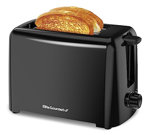 Elite Gourmet ECT1027B Cool Touch Toaster with 6 Temperature Settings & Extra Wide 1.25 Slots for Bagels, Waffles, Specialty Breads, Puff Pastry, Snacks, ETL Certified, 2 Slices, Black