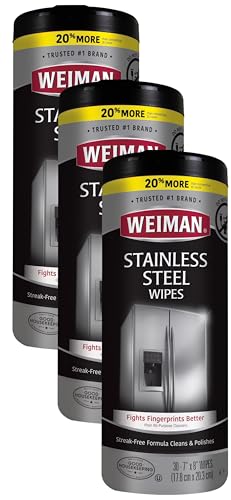 Weiman Products Stainless Steel Wipes 30 Count (Pack of 3)