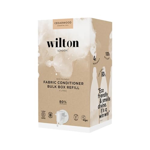Wilton London Cedarwood Fabric Conditioner Refills - 160 Washes - Plant-based & Biodegradable Softner - 100% Recyclable - Less Plastic - Essential Oils - Made in UK - 4L