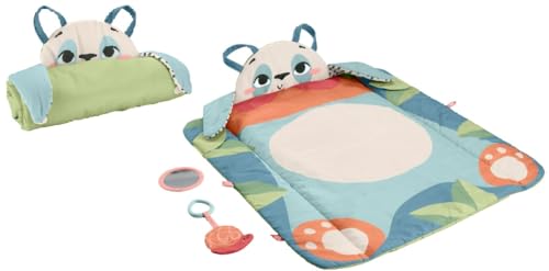 Fisher-Price Baby Activity Play Mat Planet Friends Roly-Poly Panda with 2 Toys for Newborn Tummy Time Play, Made of 90% recycled Plastic and FSC certified packaging, HKD65