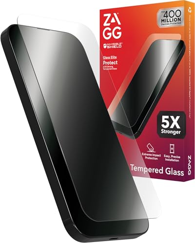 ZAGG Glass Elite iPhone 15 Pro Max Screen Protector - 5X Stronger with Reinforced Edges, Scratch & Smudge-Resistant Surface, InvisibleShield, Easy to Install